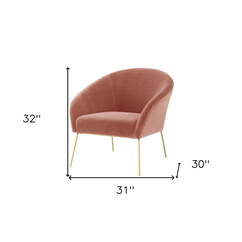Fauteuil demi-tonneau en velours 31 po Lucent, Rosé