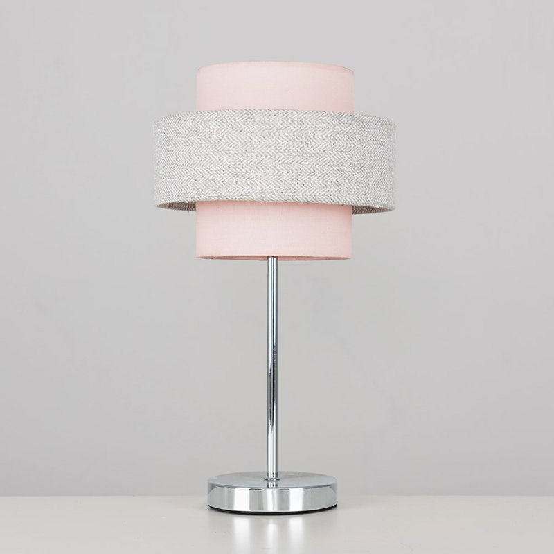 Bogaerts Metal Table Lamp, Included, Dusky Pink/Herringbone
