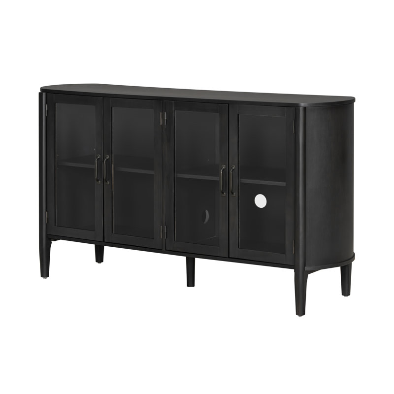 Armoire de rangement 58 "à portes en verre avec tablettes réglables, Noir