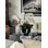 White Cascading Orchids In Black and White Kempff Bowl