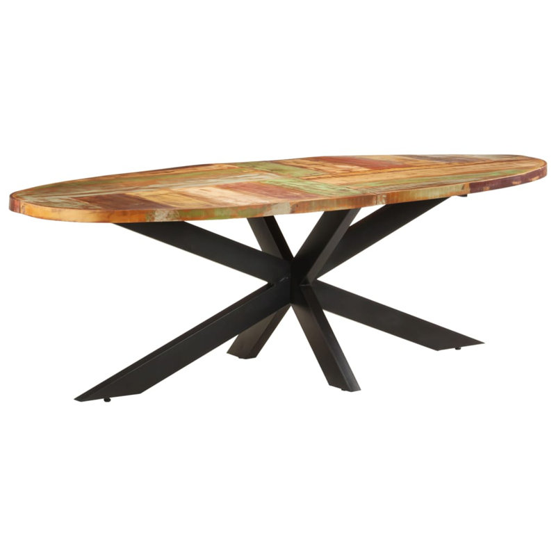 Dining Table Round Rough Mango Wood, 94.5" x 39.4" x 29.5", Walnut