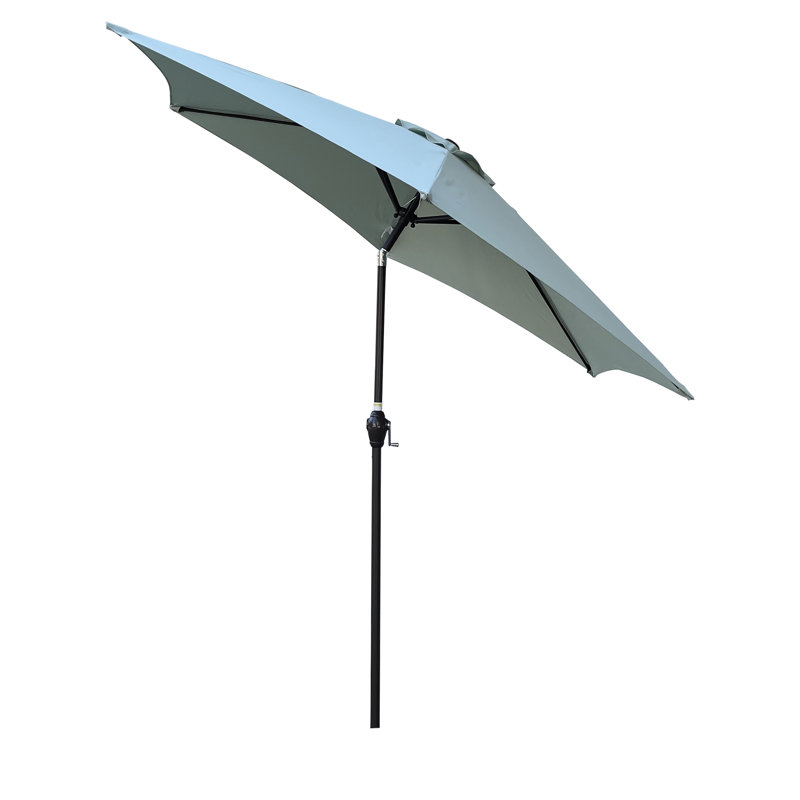 Parasol 9 pi Frosty - mât et nervures en acier, manivelle à inclinaison facile, évent pour plus de durabilité, cadre robuste protégé, système à bouton-poussoir,