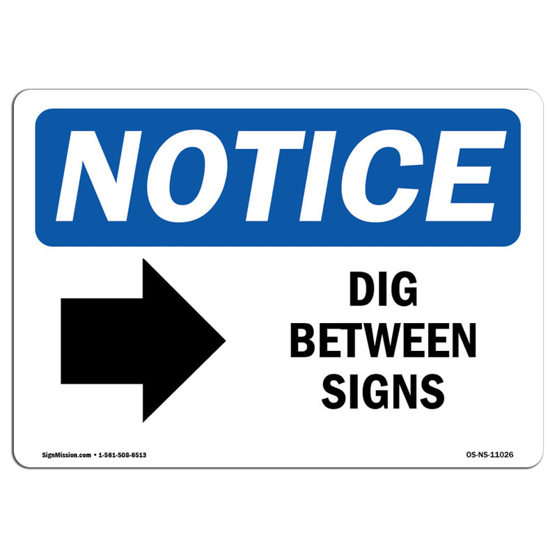 Dig Between Right Arrow Sign