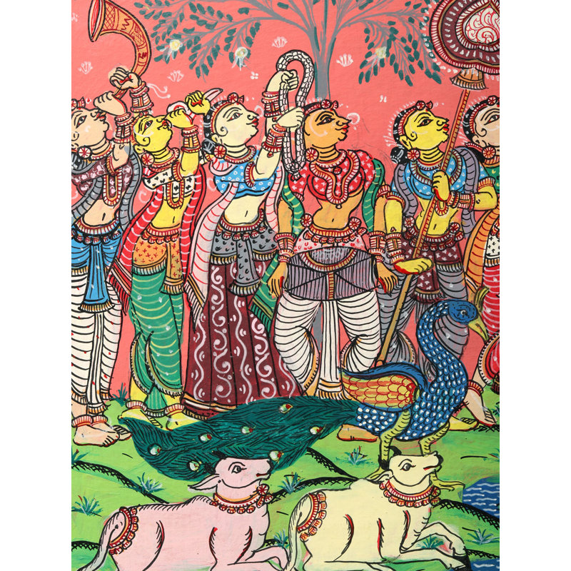 «Rasleela - Célébration vue de Radha Krishna avec Gopis», reproduction d'art