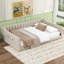 Lit de jour rembourré de silhouette épurée et épuré de taille classique avec poche de rangement latérale et canapé en velours beige à double usage pour petits espaces-1743082906