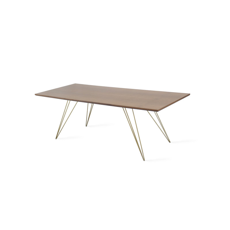 Williams Coffee Table, 18" H x 54" L x 23" W, Brassy Gold, Walnut