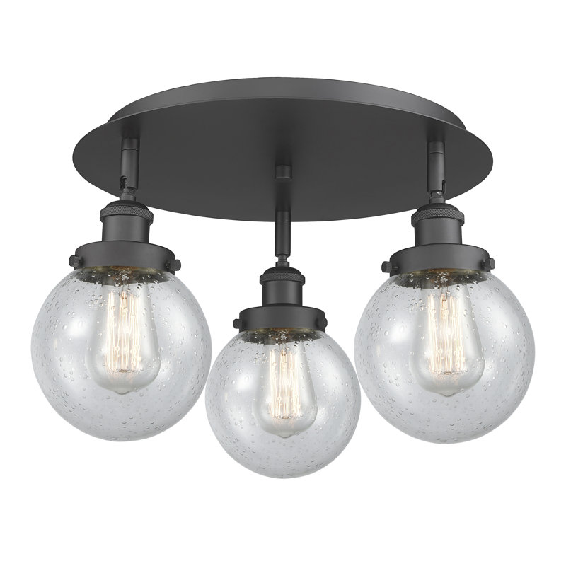 Alphonsa Glass Flush Mount, Seedy, Matte Black