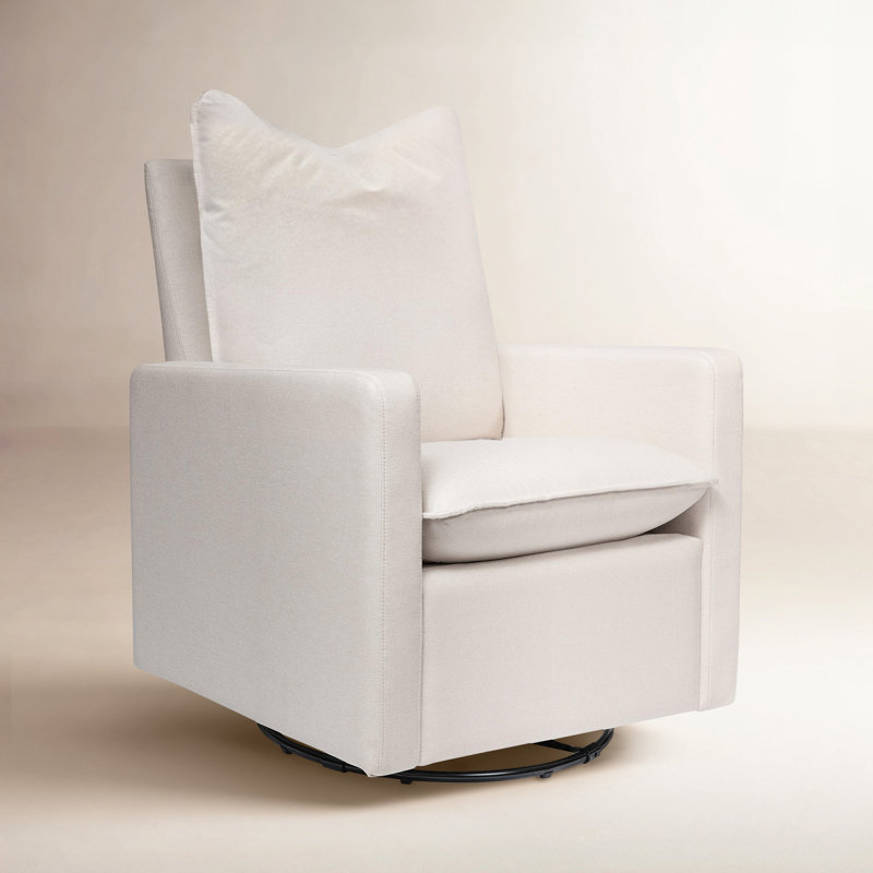Cali Pillowback Swivel Glider, Cream Eco Weave/Black Base