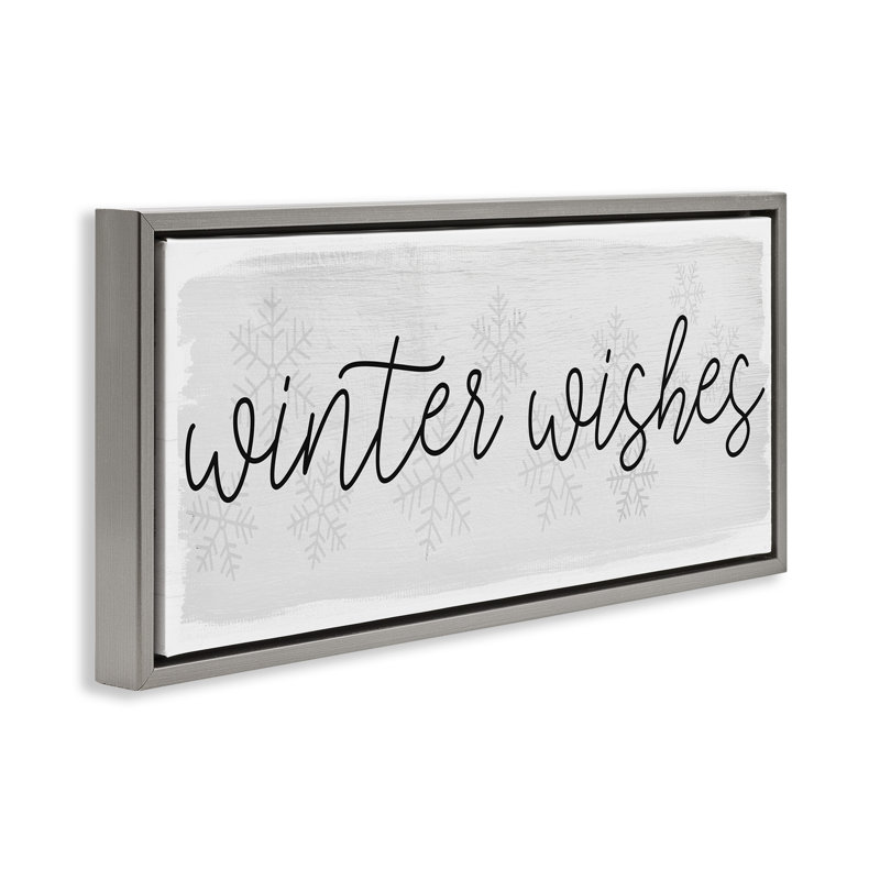 Winter Wishes Sentiment, Cadre flottant gris lustré, H 11 po x l 25 po