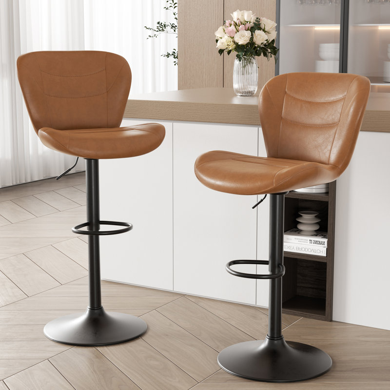 Adjustable Height Counter Stool with Metal Frame, Yellow