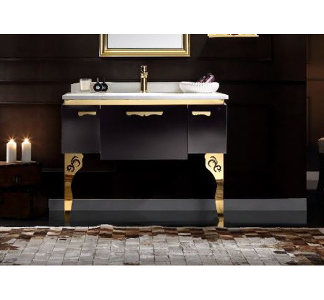 43'' Single Bathroom Vanity Base Only in Black/Gold Infinity Furniture Import