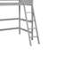 Lit simple en bois massif gris avec plateforme de matelas-1018793574
