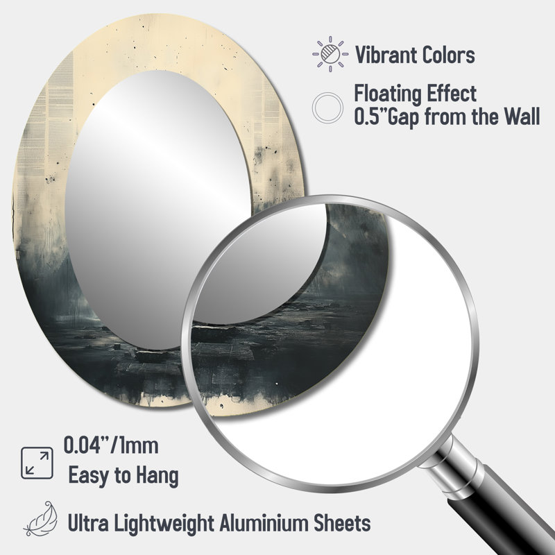 Miroir mural gris moderne gris céleste pyramide Giza III, 40 po x 30 po