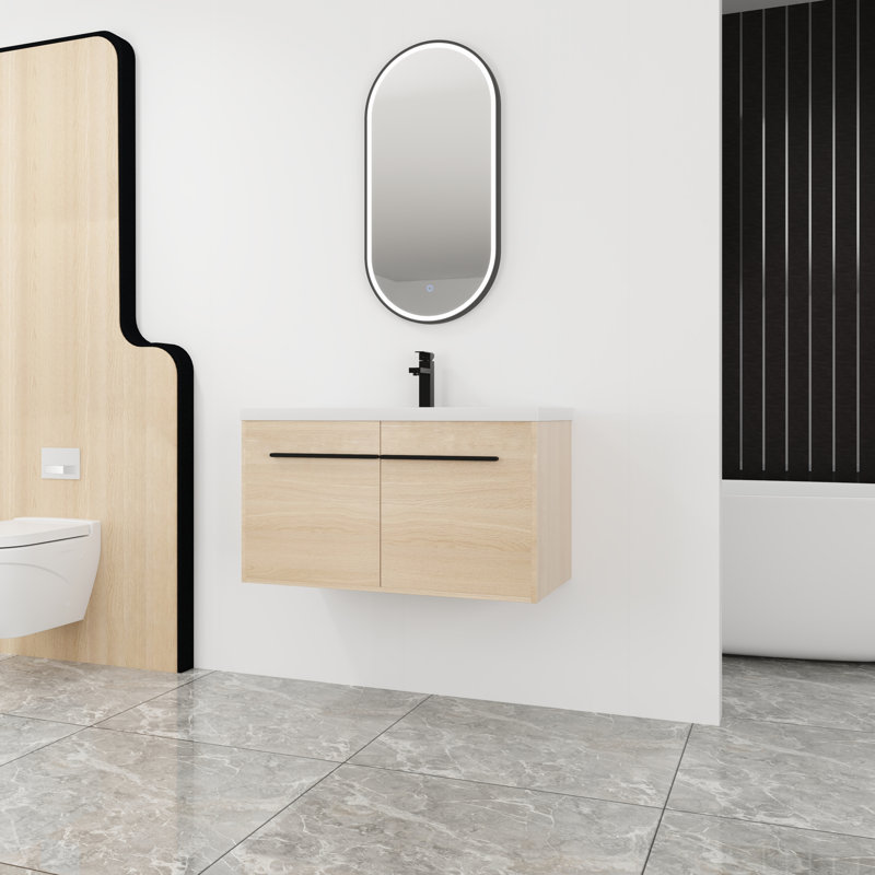 Ensemble de meuble-lavabo simple 35,45 po avec plateau en résine Harmanie