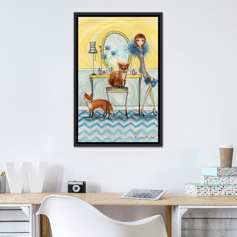 Art fiona et fox, H 40 po x l 26 po x P 1,5 po, Toile avec cadre noir