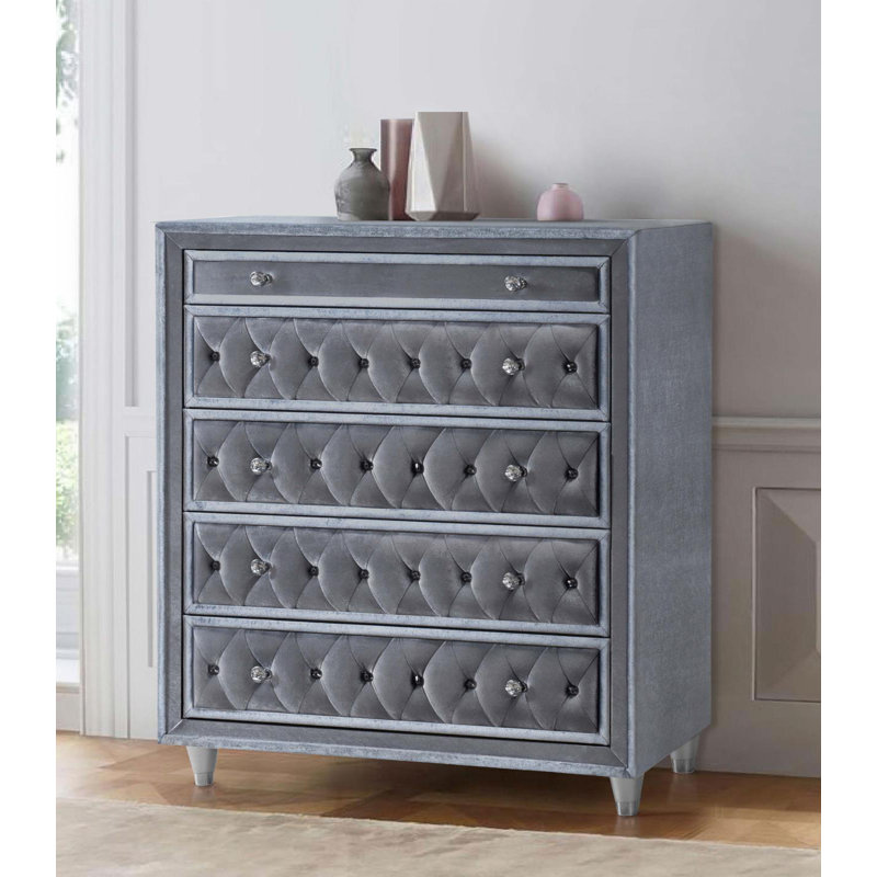 Commode à 5 tiroirs Domenick, gris