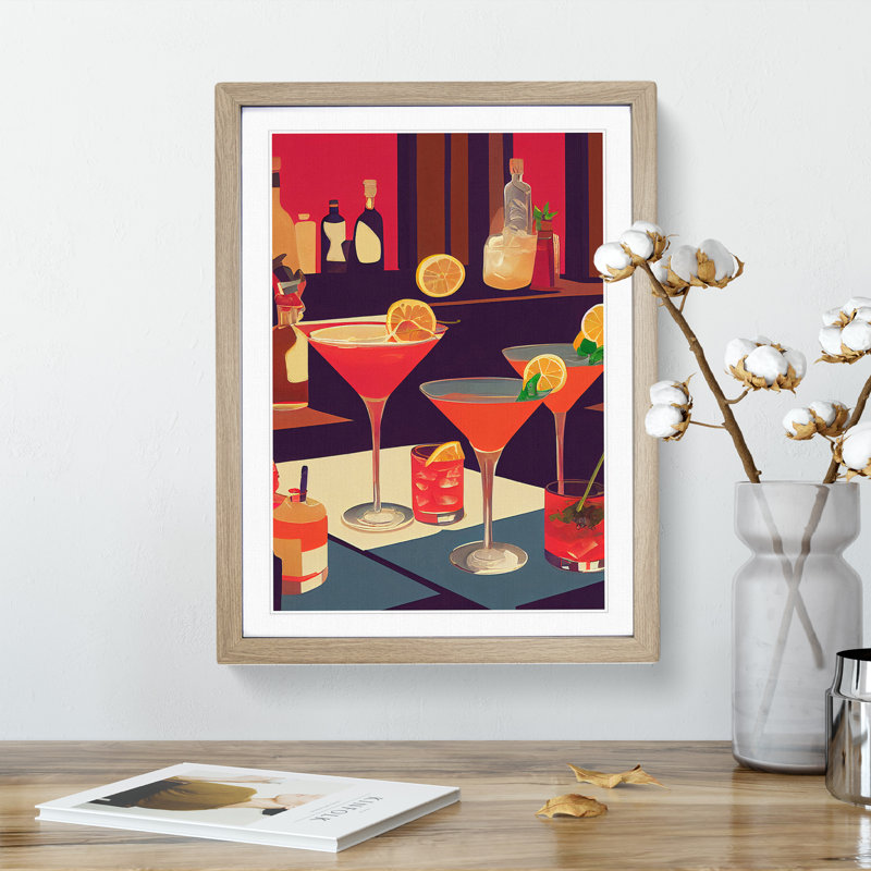 Selection Of Cocktails No.1 - Single Picture Frame Painting, 64cm H x 46cm W x 2cm D, Oak Framed