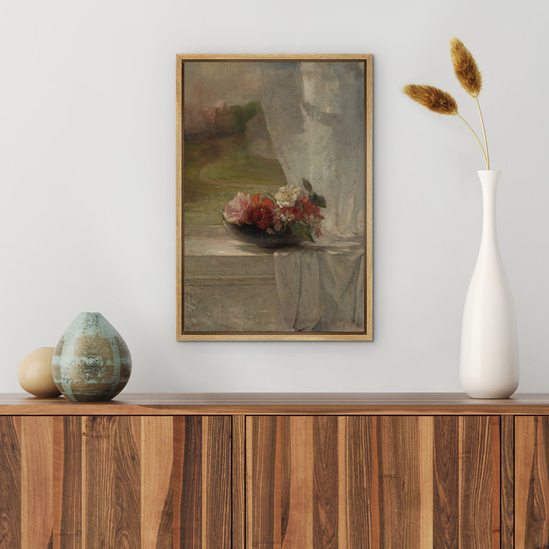 Reproduction d'art sur toile encadrée - œuvre d'art botanique florale rétro pour le décor du salon, H 36 po x l 24 po