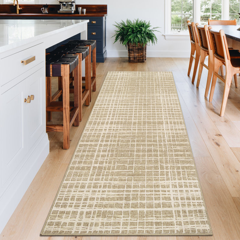 Plaid Machine Washable Rug with Rubber Backing Modern Non-Slip Carpet for Living Room, Bedroom, Dining Room, Office, Playroom, Nursery