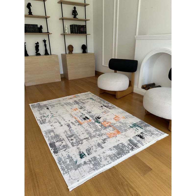 Tapis en coton avec envers antidérapant Lanney, Rectangle 5 pi 3 po x 8 pi 10 po
