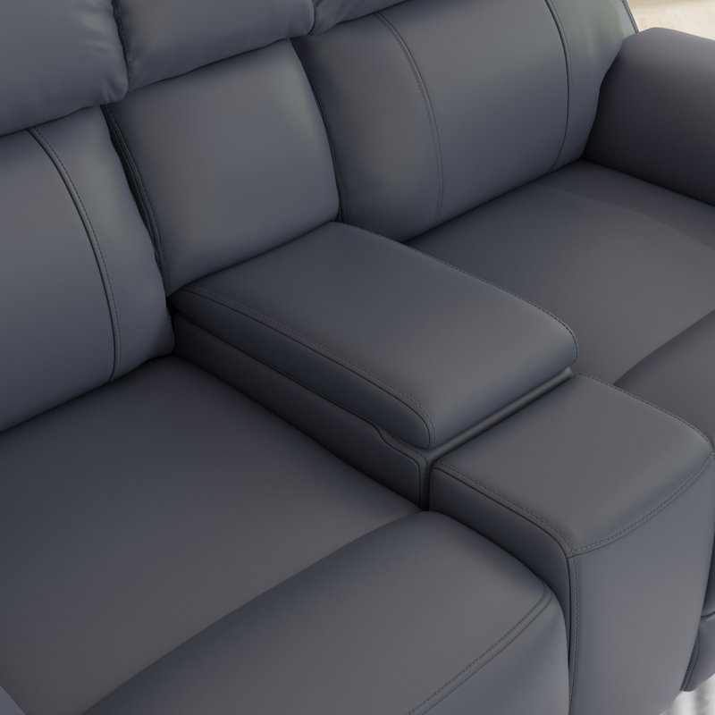 Causeuse inclinable électrique double avec console, Bleu saphir