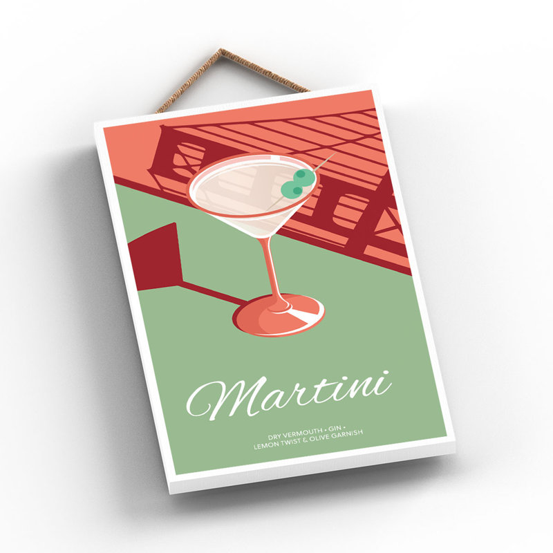 Cocktails - Martini Wooden Hanging Plaque
