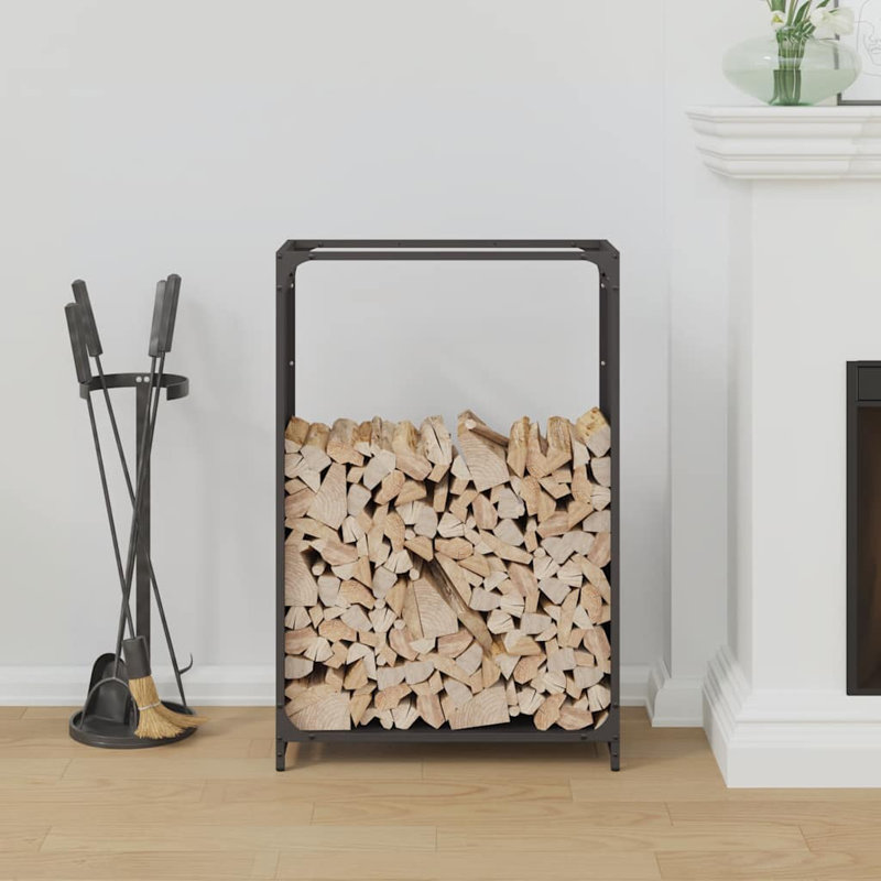 Support à bois de chauffage 23,6 x 11,0 x 35,4 po en acier laminé à froid, Anthracite