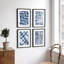 Art mural encadré, ensemble de décorations de galerie, motif indigo Shibori, illustrations japonaises de style Tie-Dye, art moderne chic et coloré pour le salon, la chambre à coucher, le bureau-116551225-116551224
