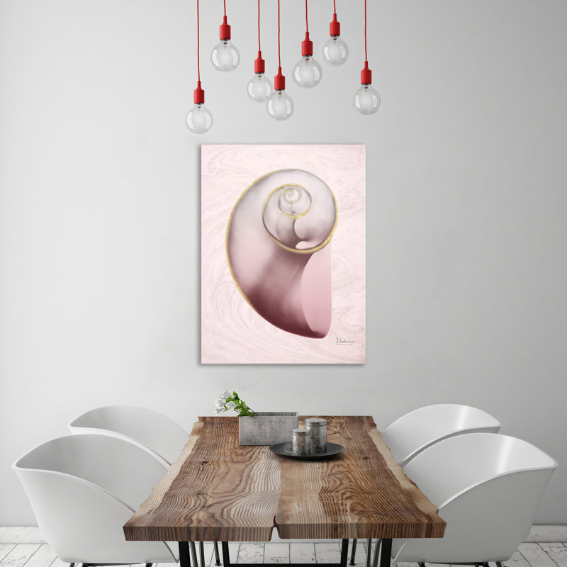 Marble Blush Snail 2 - Wrapped Canvas Print, 51 cm H x 38 cm W