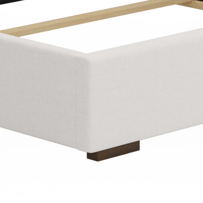 67.5" Tall Headboard Upholstered Bed With Vertical Striped And Wingback Design