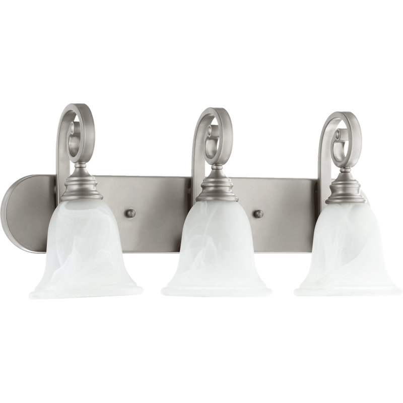 Cambron 3 - Light Dimmable Vanity Light, Classic Nickel, White Faux Alabaster