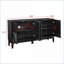 Buffet de style campagnard moderne de style Mid-Century noir de 60,5 po avec tablettes réglables Trous de sortie | Bois massif et panneau de fibres à densité moyenne