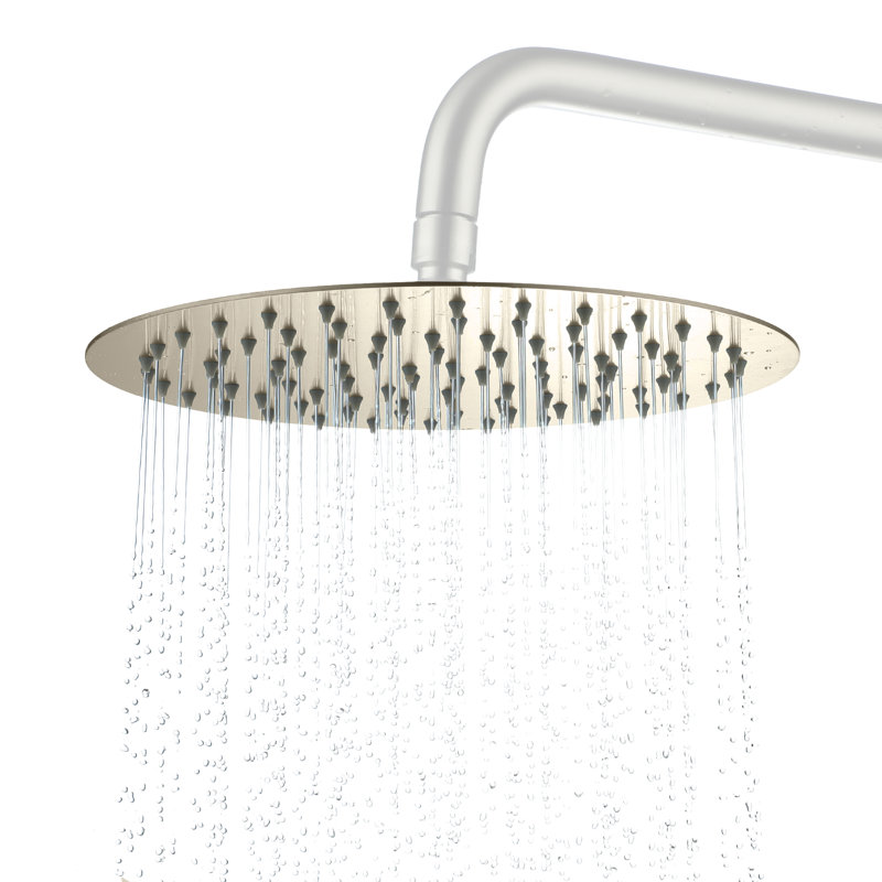 12" 304 Stainless Steel Rain Shower Head, Brushed Nickel, Round
