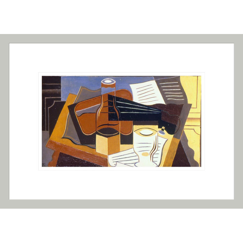 «Violin Bottle and Glass» par Juan Gris, impression giclée sur cadre, H 12,02 po x l 16,75 po