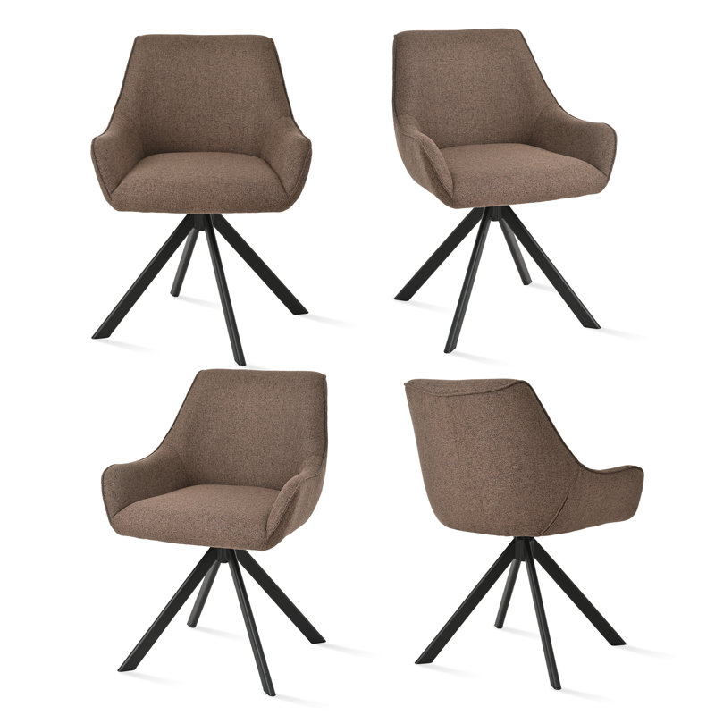 Gefjun 46cm H Upholstered Metal Upholstered Back Armchair, Brown Linen
