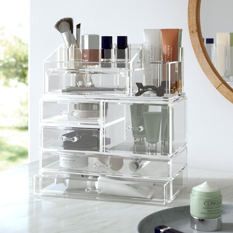 Makeup Storage Case Set Large Display - Pink, Clear
