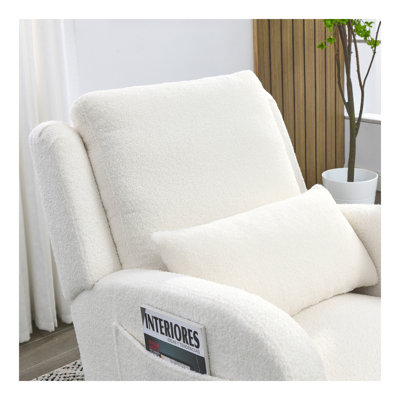 Welike 27.5 "W Modern Accent High Back Living Room Casual Armchair Rocker with One Lumbar Pillow, Two Side Pockets,Teddy