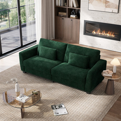 79'' W Modern Loveseat Sofa, Comfy Velvet Couch with Spring Cushion, Removable Cover, Sturdy Frame, Deep Seat, Easy Assembly for Living Room, Bedroom, Office, and Small Space, Green