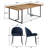 78.7" Industrial Wood Dining Table Set For 8 With Upholstered Curved Back Chairs-222634549