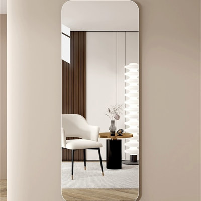 56"X 15" Inch Full Body Round Corner Mirror For Living Room Bedroom Cloakroom Wall Hanging With Hanging Hole High Quality 5Mm Silver Mirror  Explosion-Proof Glass