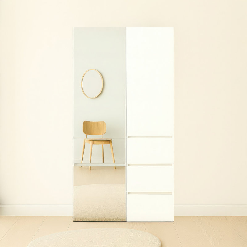Elise Modular Wood Closet System With Mirror In White