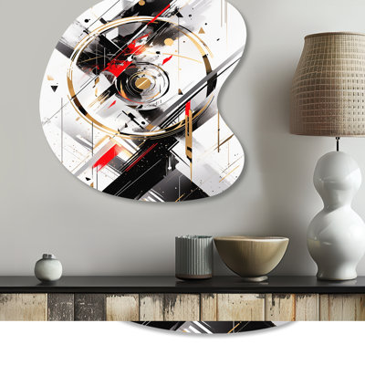 Chezarae - Cubism Asymmetrical Print on Metal, Black Irregular Shape Metal Wall Decor