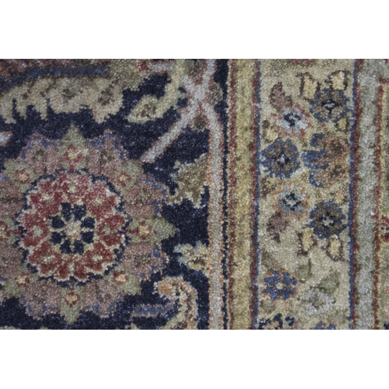 Tapis rouille et bleu noué à la main de haute qualité