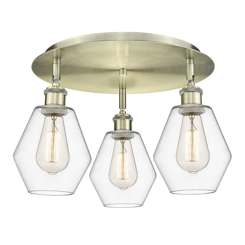 Amylea Glass Flush Mount, Antique Brass, Clear