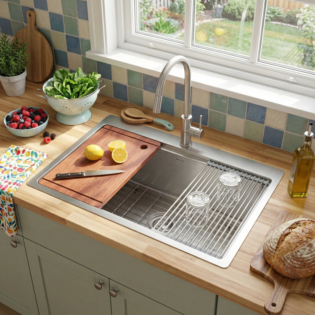 32'' L Undermount Single Bowl Stainless Steel Kitchen Sink AiYchen