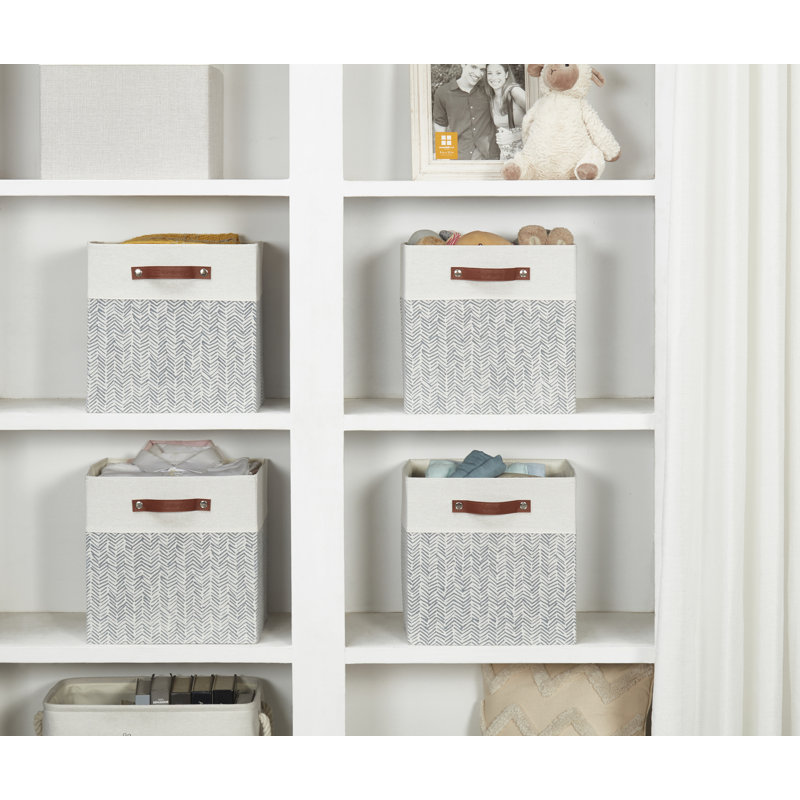Ensemble de bacs en tissu robuste, H 12 po x l 12 po x P 12 po, Gris chevron