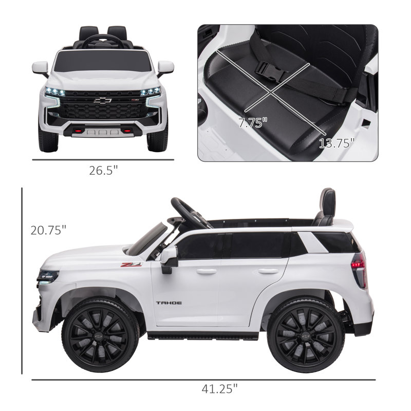 Aosom White 12V Electric Ride-On Car with Remote Control