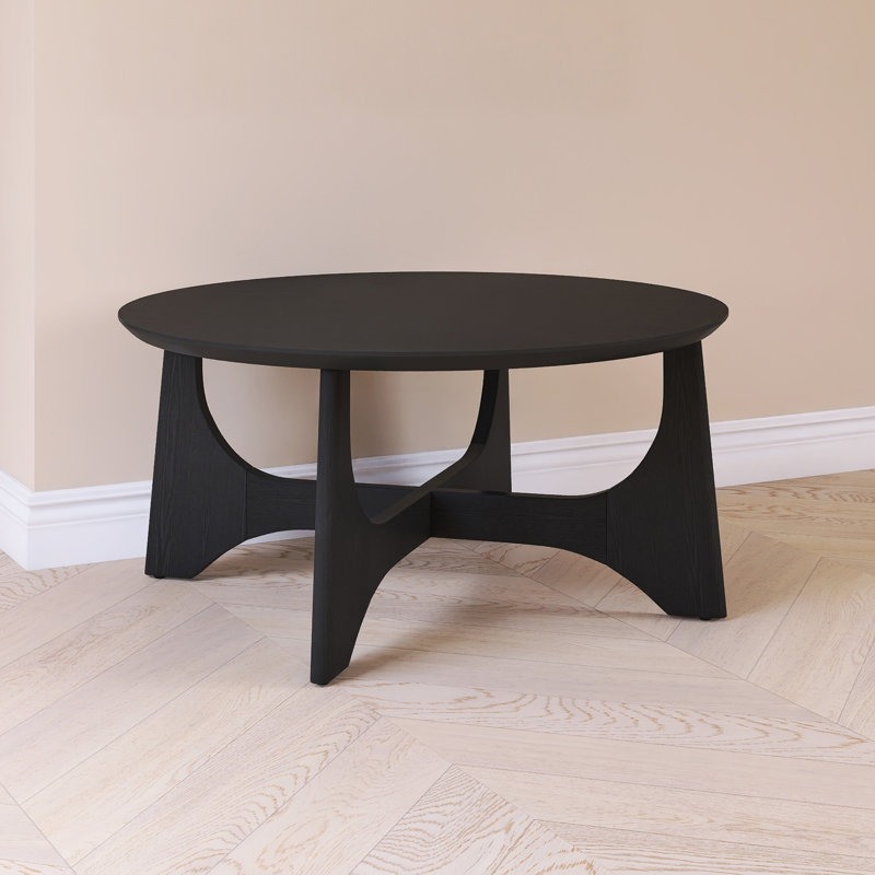 Table basse ronde pour le salon, Noir, noir, noir, noir, H 18 po x l 36 po x P 36 po