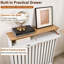 Radiator Cover with Built-In Drawer and Lift Top Shelf, White Frame with Wood-Effect Top, 112cm Wide x 19cm Deep x 95.5cm High-138036591
