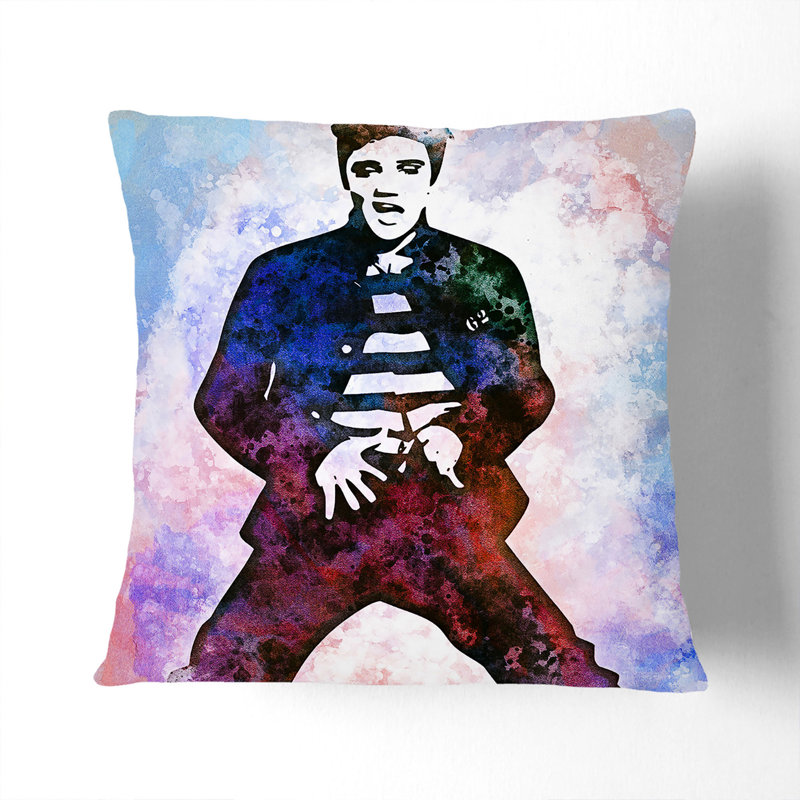 Elvis Presley the Jailhouse Rock in Abstract Cushion with Filling, 55cm H x 55cm W x 20cm D, Black